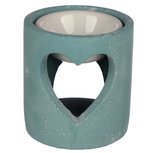 Oliebrander beton en keramiek hart blauw Oliebrander beton en keramiek hart blauw